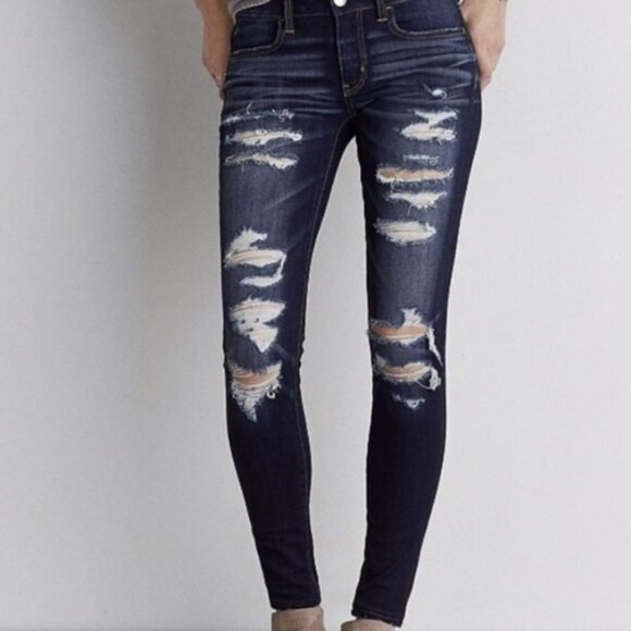 💥175 American Eagle 360 Distressed Super Stretch Ankle Jegging - Picture 1 of 11